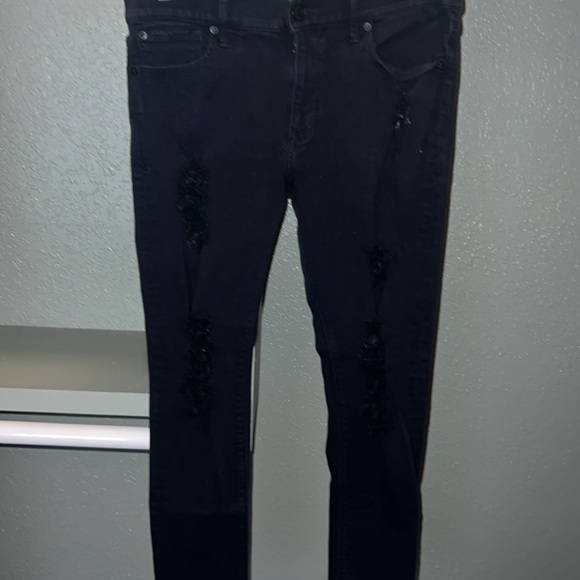 Express Distressed Mid Rise Legging Black Jeans - Picture 2 of 5